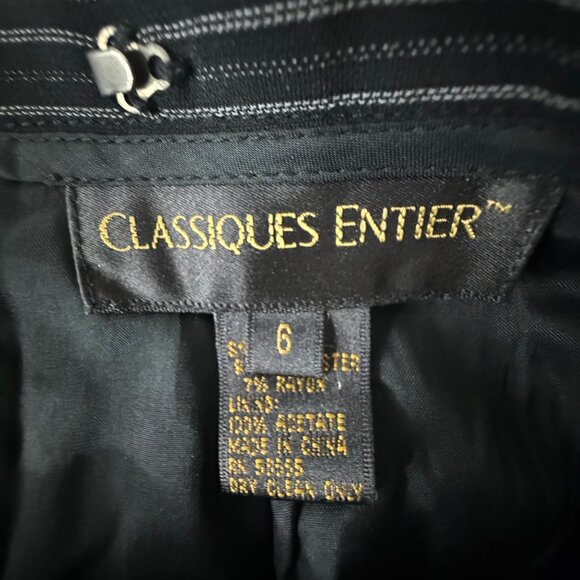 Classiques Entier Womens Black Pinstripe Midi Skirt Size 6 Polyester/Rayon Blend - Picture 3 of 11